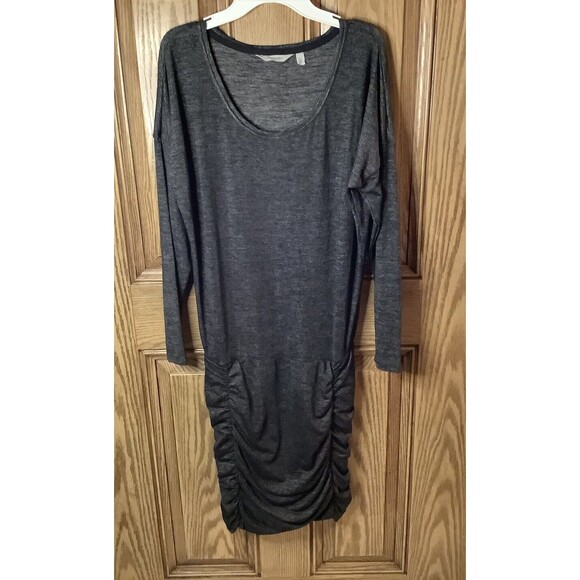 Athleta Tulip Ruched Fitted Dress Heathered Black Women's Size SP Soft Jersey - Picture 1 of 6